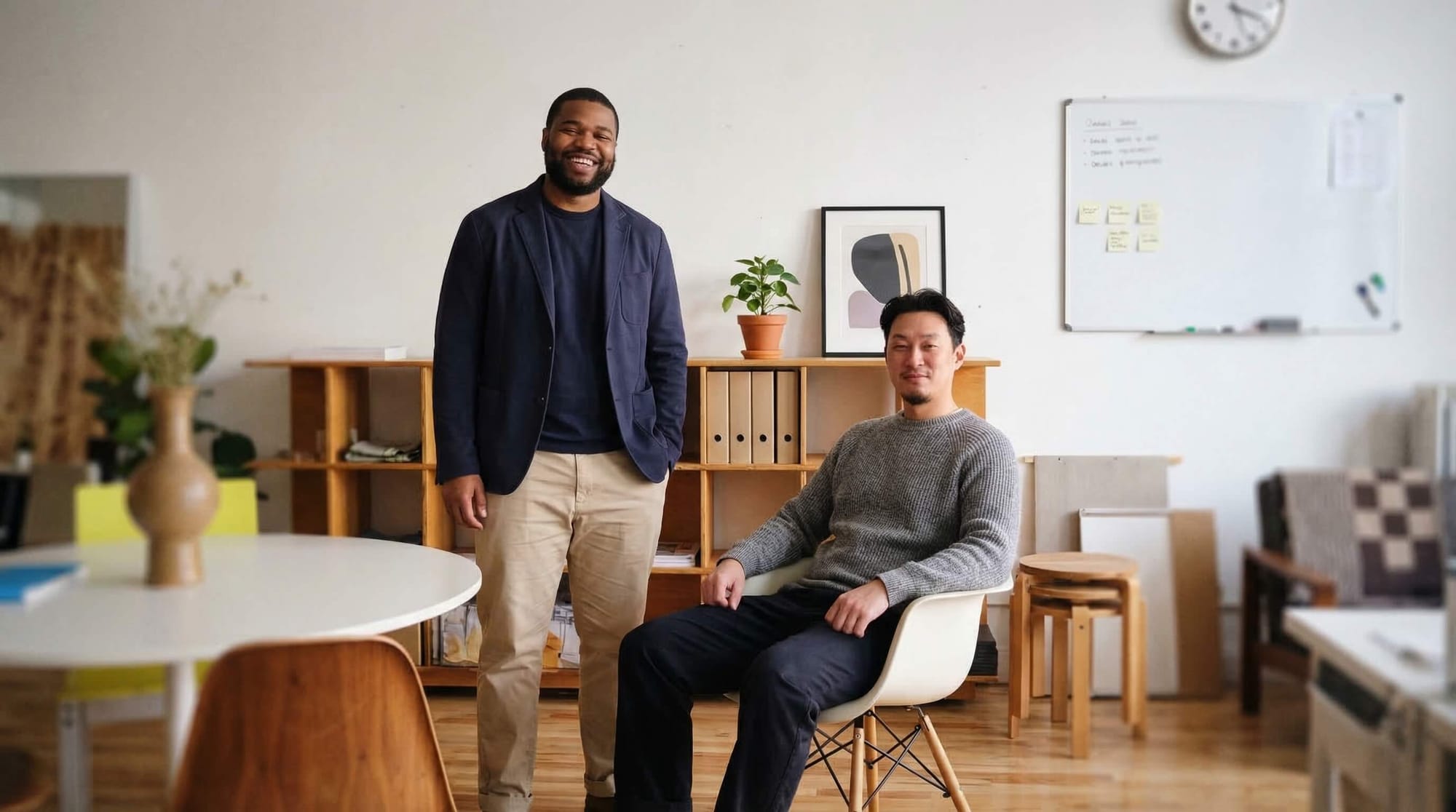 Two recruitment professionals in a modern office workspace