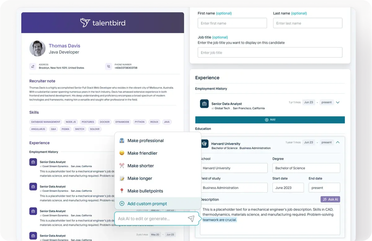 Edit resumes in plain English with AI-powered natural language commands